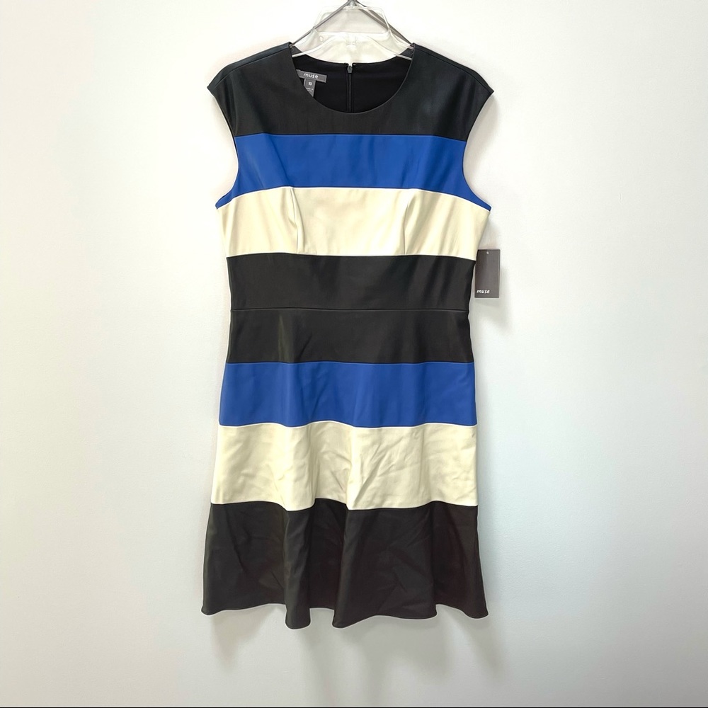 Color block vegan leather Dress